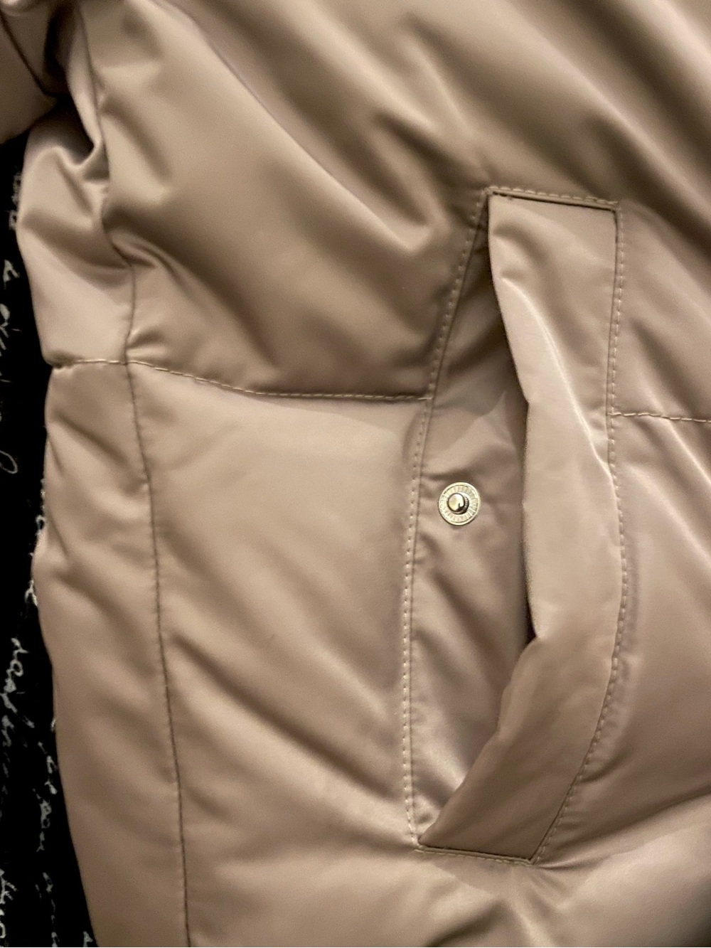 Abercrombie & Fitch Taupe Puffer Jacket with Cream Faux-Shearling Collar - Picture 3 of 5